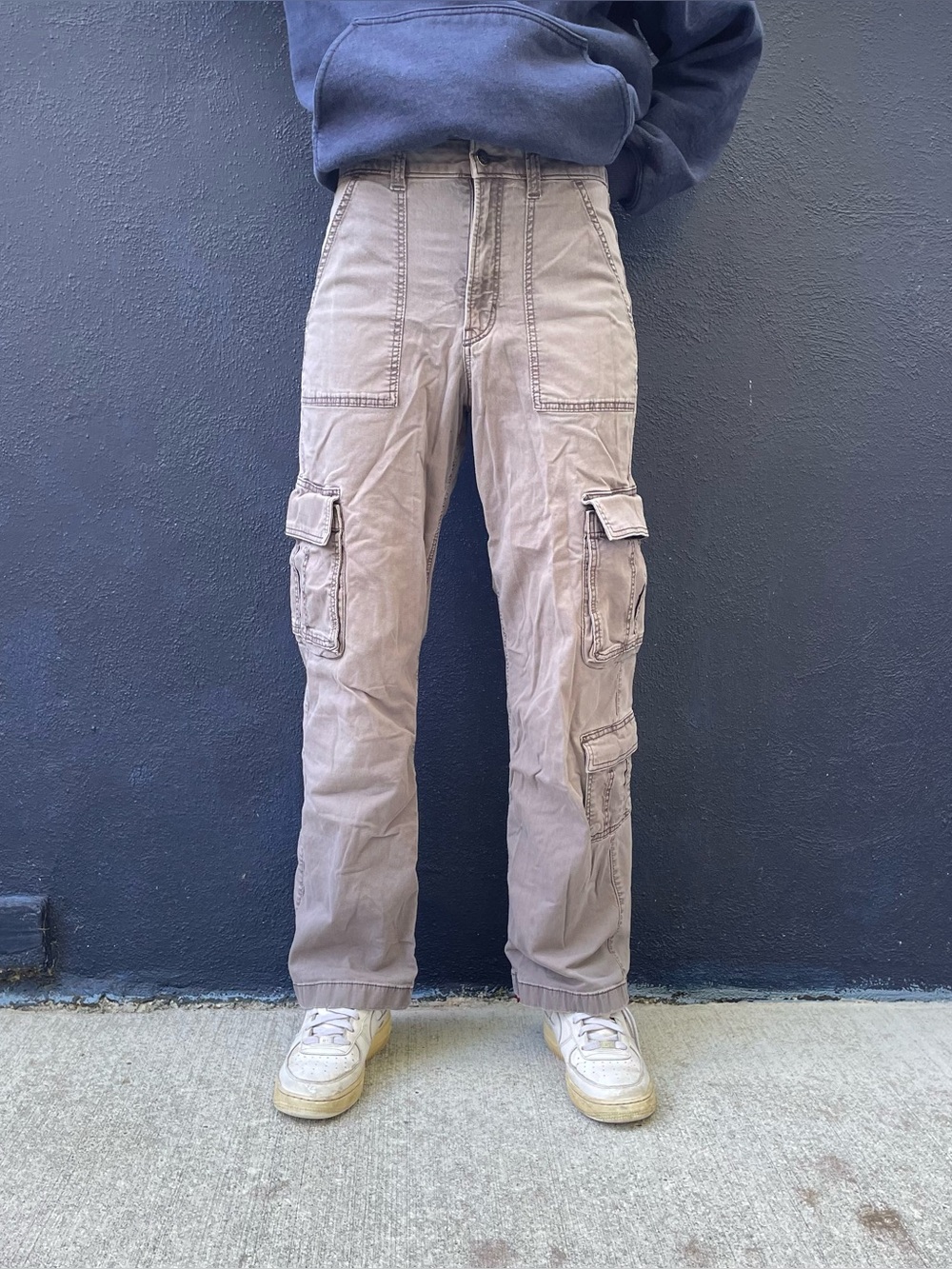 Grey/brown Hollister straight leg cargo pants size 28”